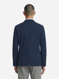 Blazer monopetto blu in cotone elasticizzato