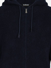 Giubbino in misto lana con cappuccio blu - dettaglio