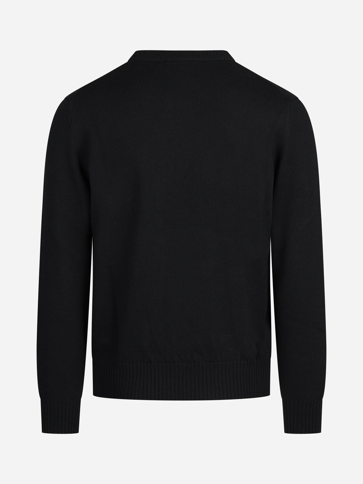 Maglia girocollo in lana merino finezza 7 nera - vista posteriore