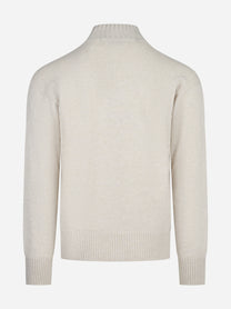 Maglia lupetto in lana vergine beige - vista posteriore