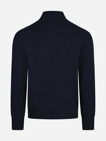 Maglia lupetto in lana vergine blu - vista posteriore