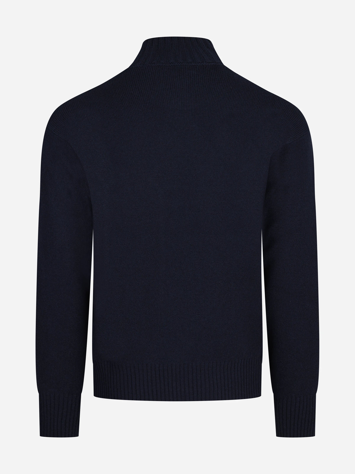 Maglia lupetto in lana vergine blu - vista posteriore