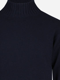 Maglia lupetto in lana vergine blu - dettaglio