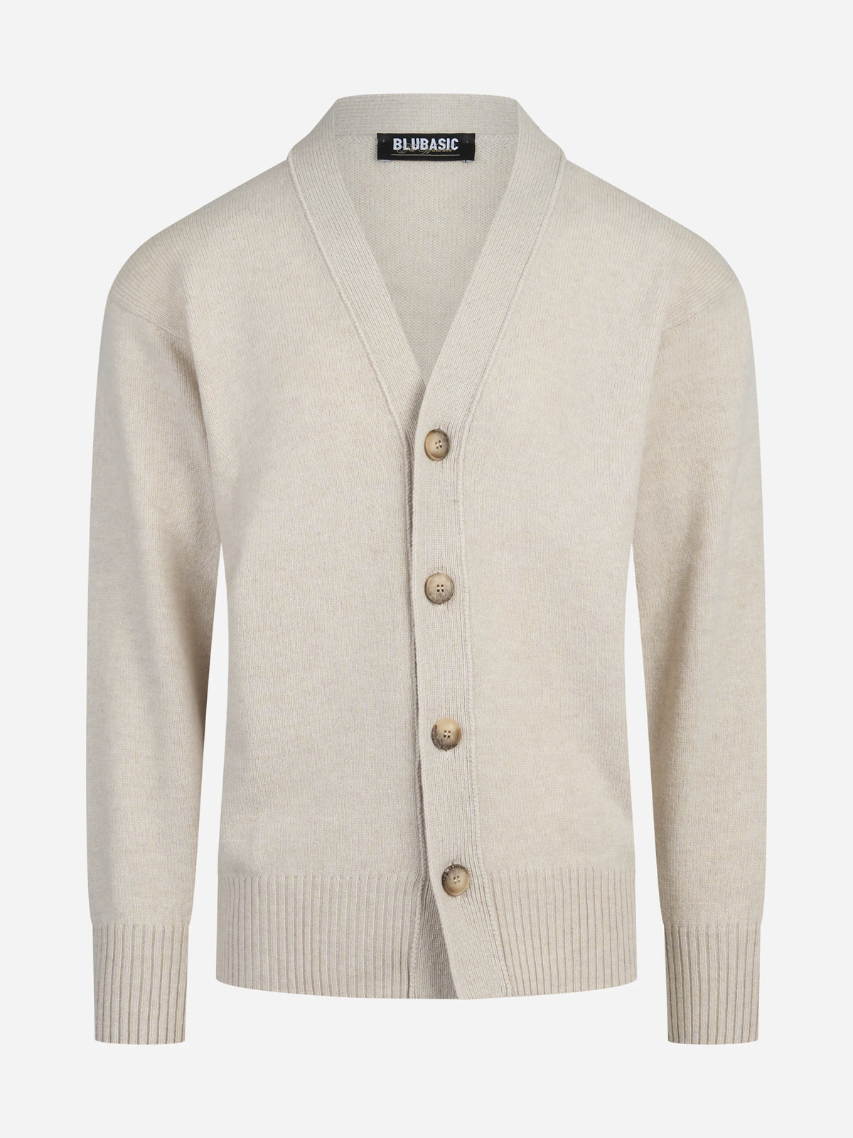 Cardigan in lana vergine beige - vista frontale