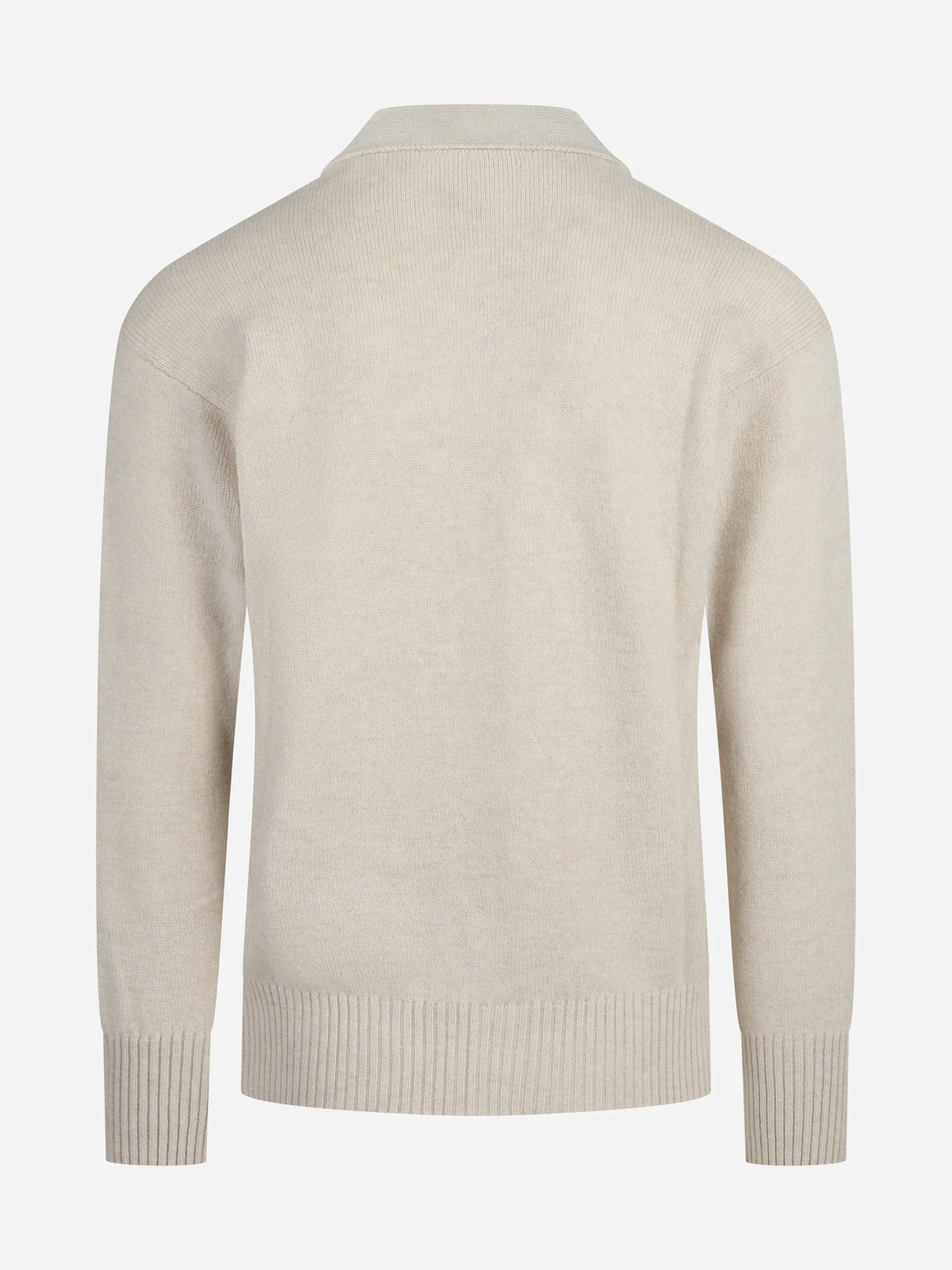 Cardigan in lana vergine beige - vista posteriore