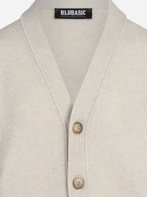 Cardigan in lana vergine beige - dettaglio del prodotto