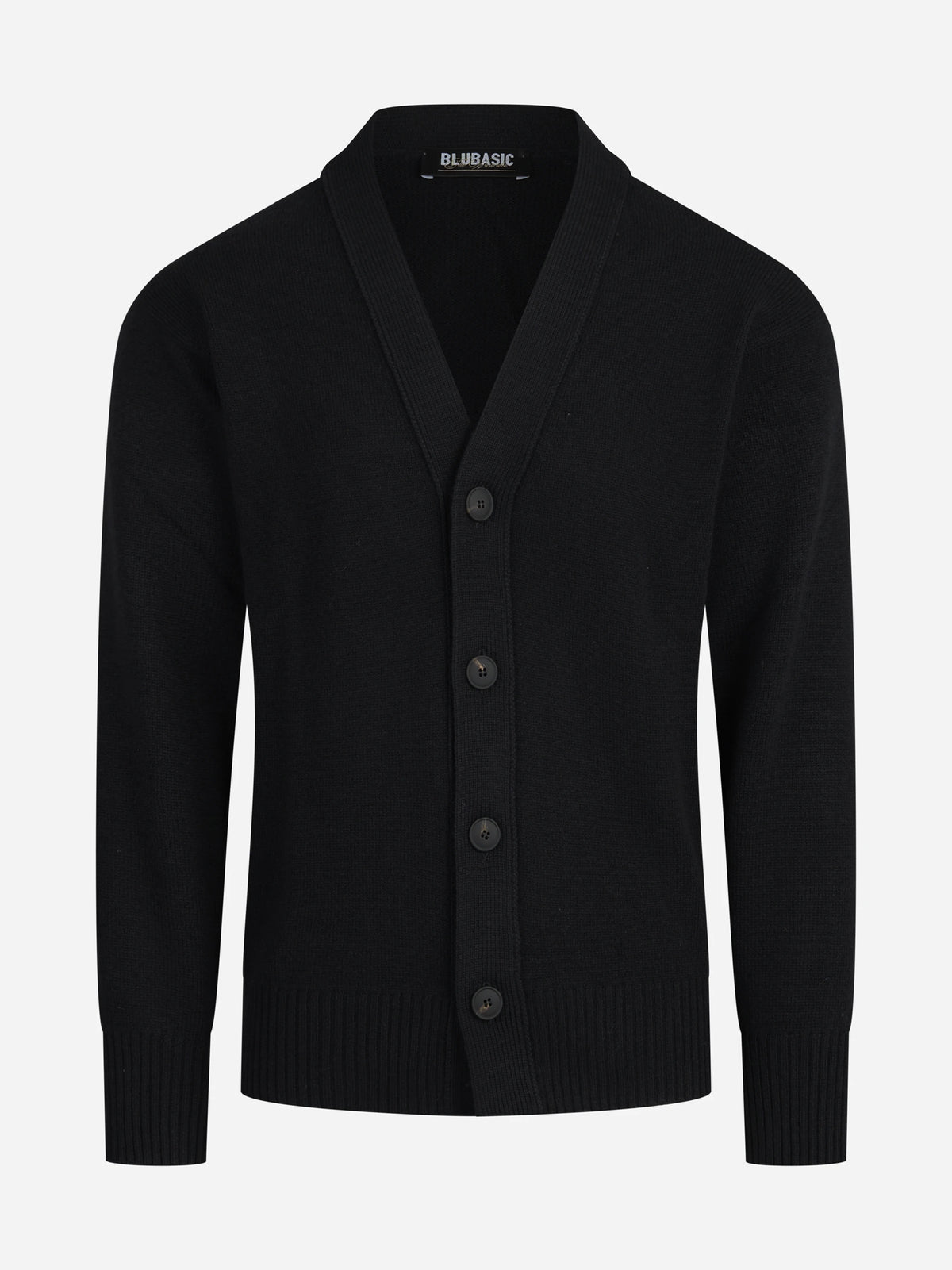 Cardigan in lana vergine nero - vista frontale