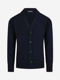 Cardigan in lana vergine blu - vista frontale