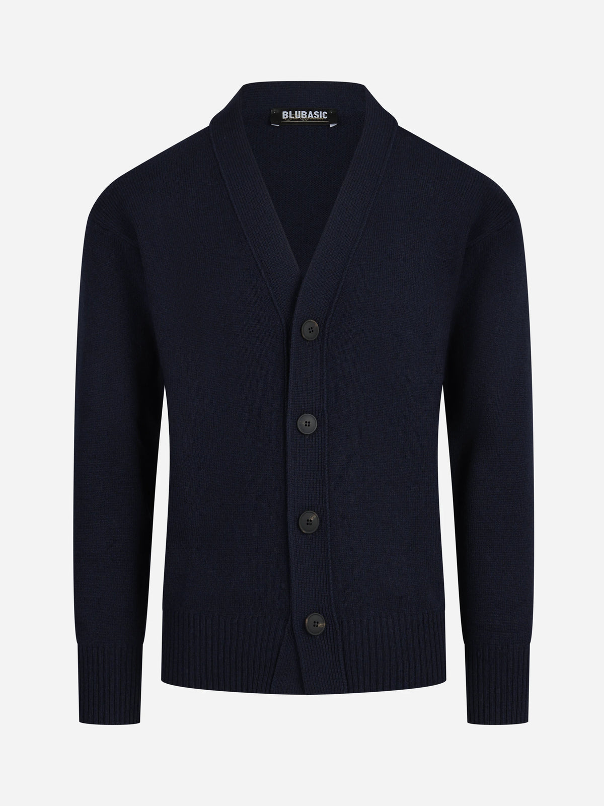 Cardigan in lana vergine blu - vista frontale