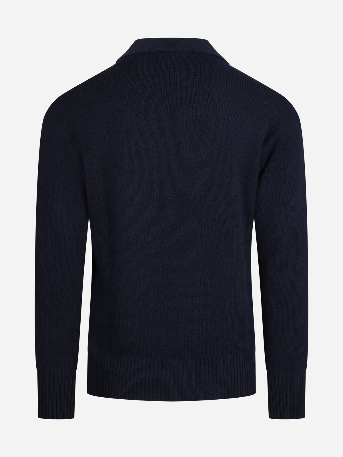 Cardigan in lana vergine blu - vista posteriore