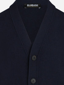 Cardigan in lana vergine blu - dettaglio del prodotto