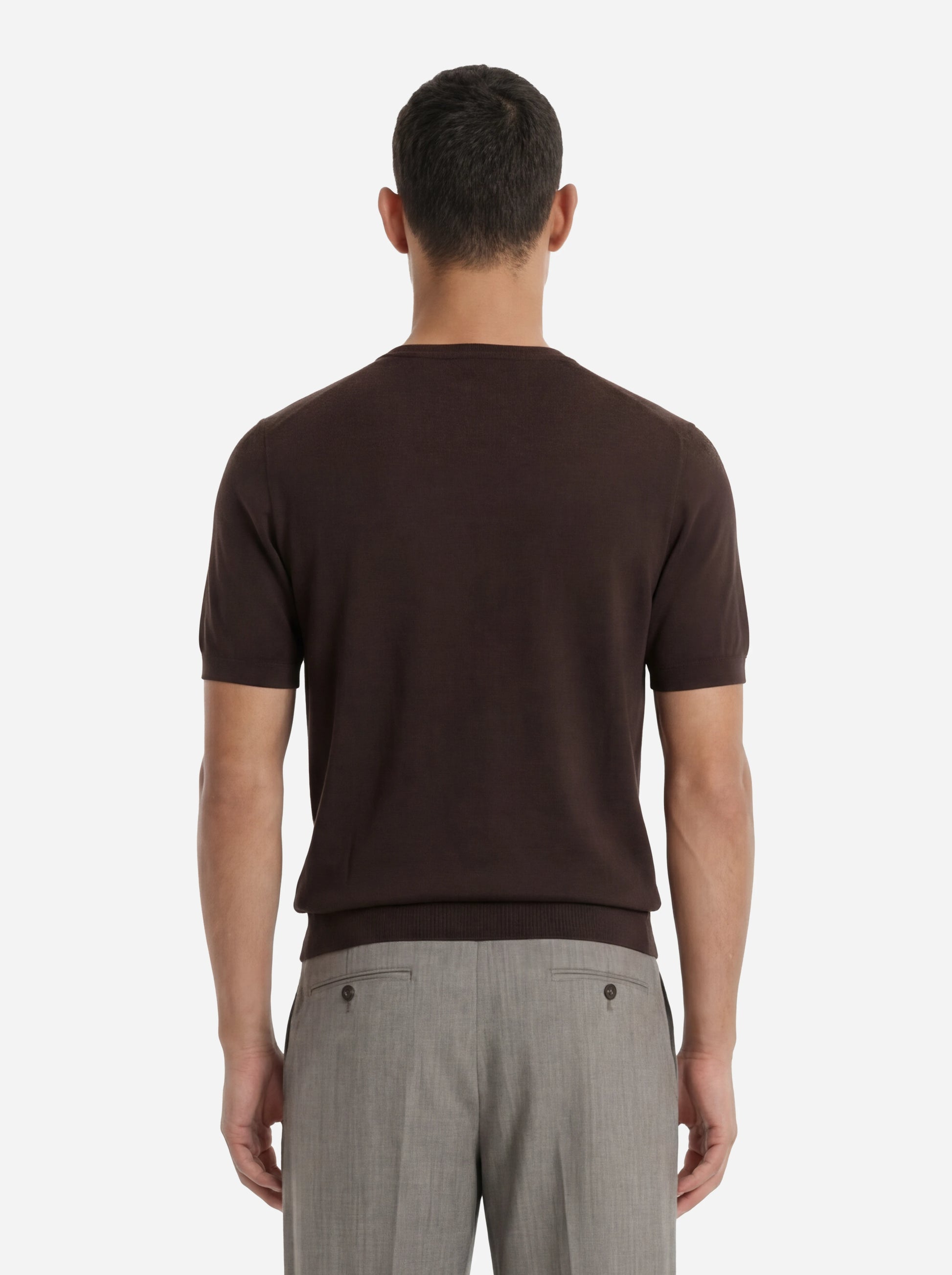 Maglia manica corta in cotone marrone finezza 18