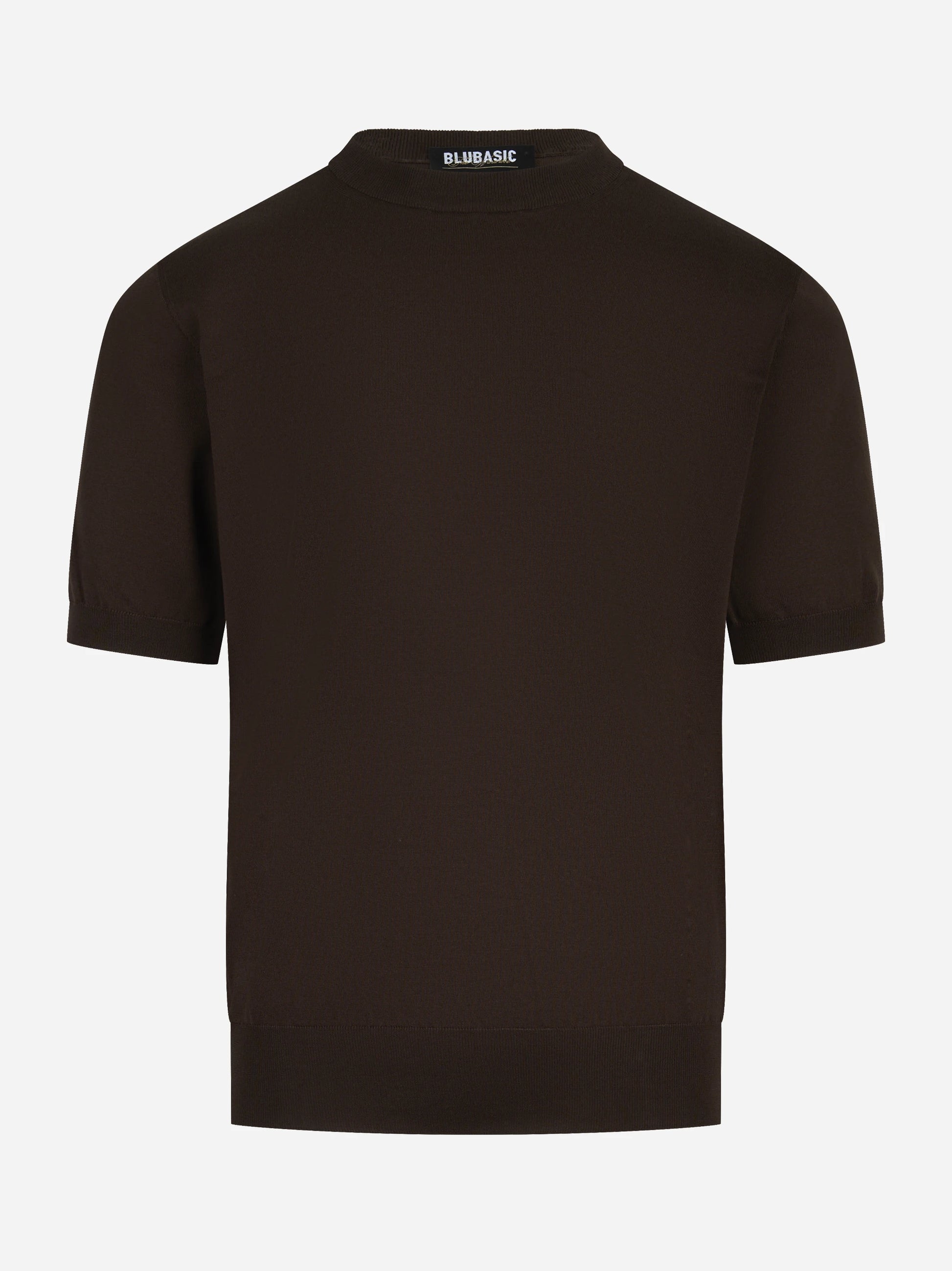 Maglia manica corta in cotone marrone finezza 18