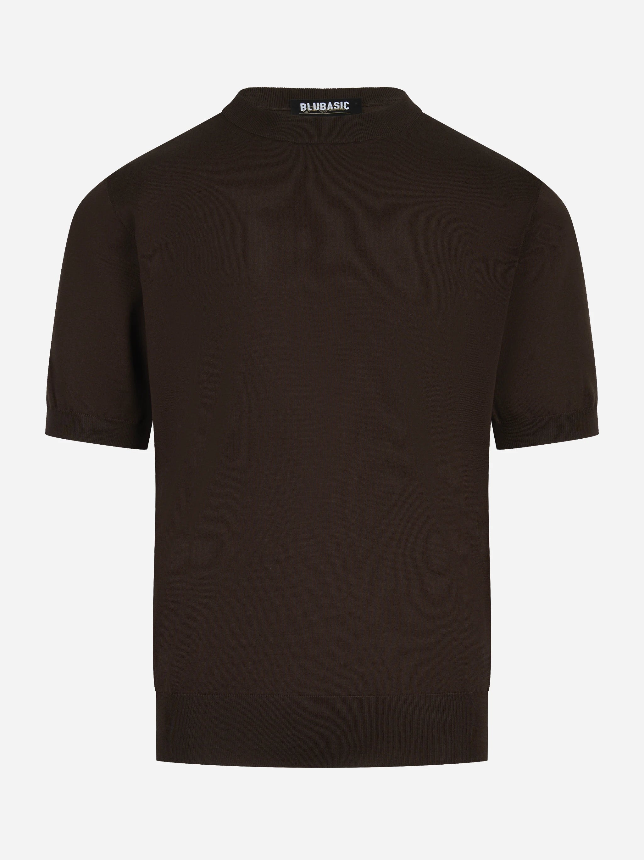 Maglia manica corta in cotone marrone finezza 18
