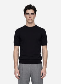 Maglia manica corta in cotone nero finezza 18