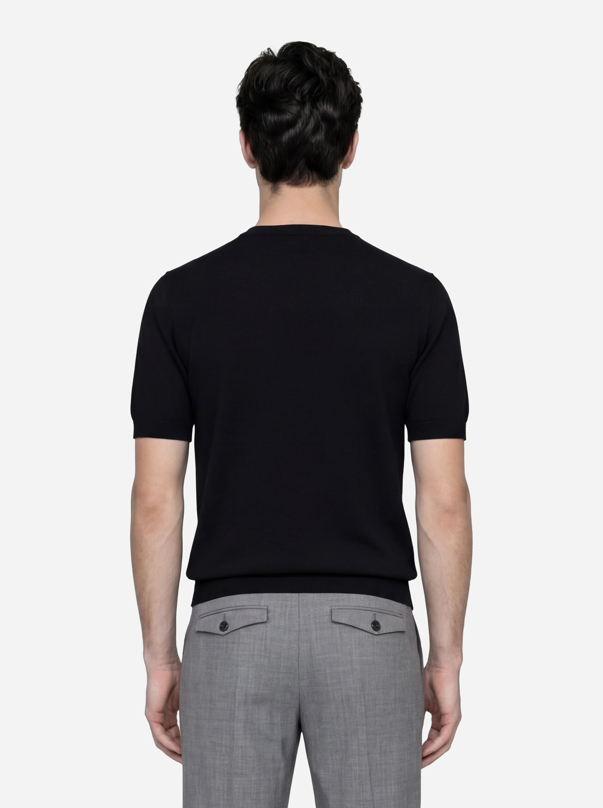 Maglia manica corta in cotone nero finezza 18