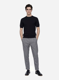 Maglia manica corta in cotone nero finezza 18