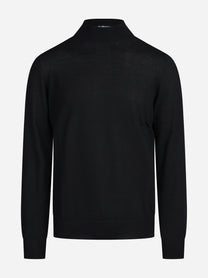 Maglia girocollo in lana vergine nero - vista frontale
