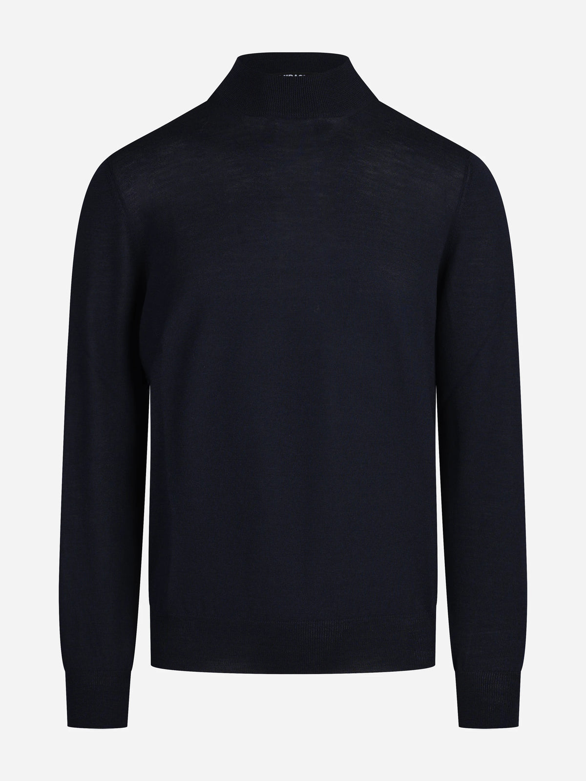 Maglia girocollo in lana vergine blu - vista frontale
