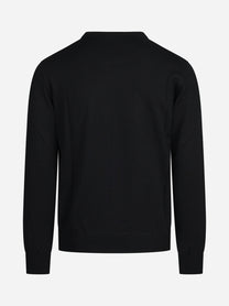 Maglia girocollo in lana merino finezza 12 nera - vista posteriore