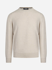 Maglia girocollo in cashmere beige - vista frontale