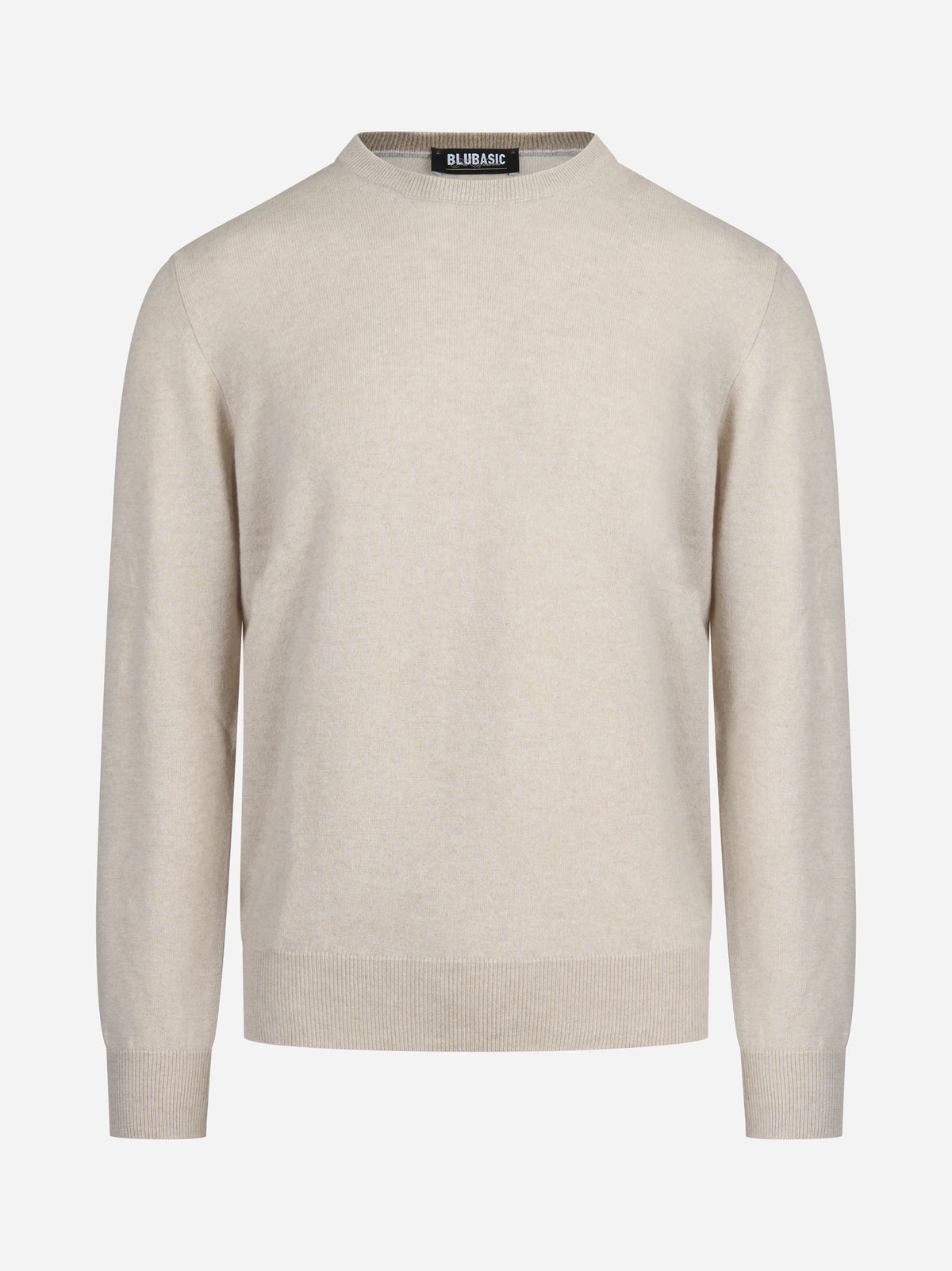 Maglia girocollo in cashmere beige - vista frontale