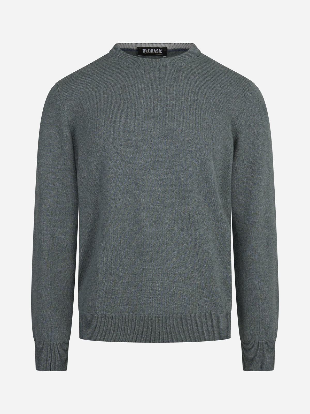 Maglia girocollo in cashmere verde - vista frontale