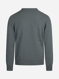 Maglia girocollo in cashmere verde - vista posteriore