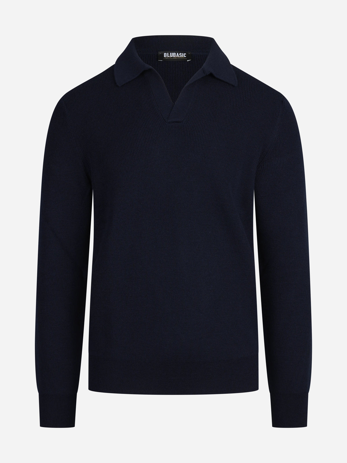 Polo skipper in lana vergine blu - vista frontale