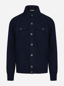 Camicia in cashmere con tasche blu - vista frontale