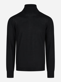Maglia lupetto in lana e seta nero - vista frontale