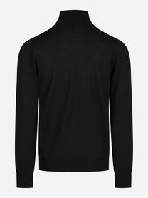 Maglia lupetto in lana e seta nero - vista posteriore
