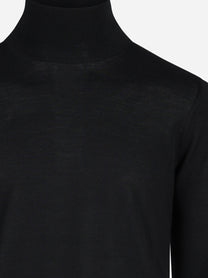 Maglia lupetto in lana e seta nero - dettaglio