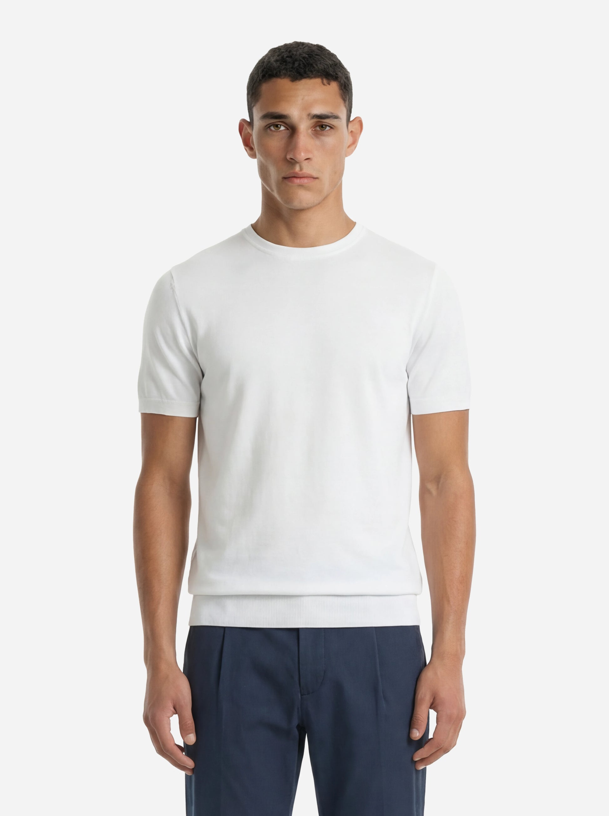 Maglia girocollo manica corta in cotone bianco