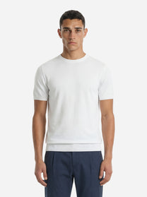 Maglia girocollo manica corta in cotone bianco