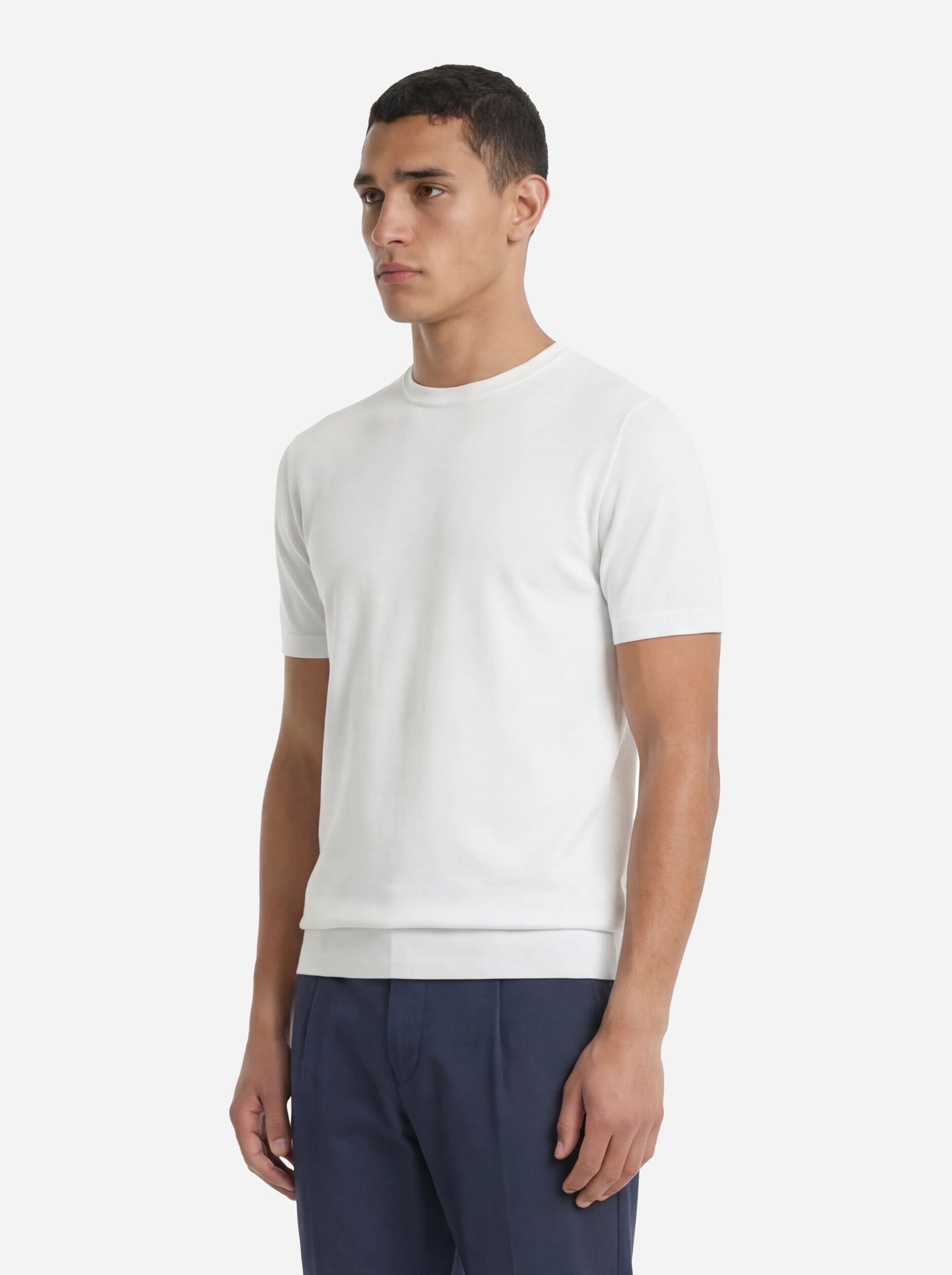 Maglia girocollo manica corta in cotone bianco