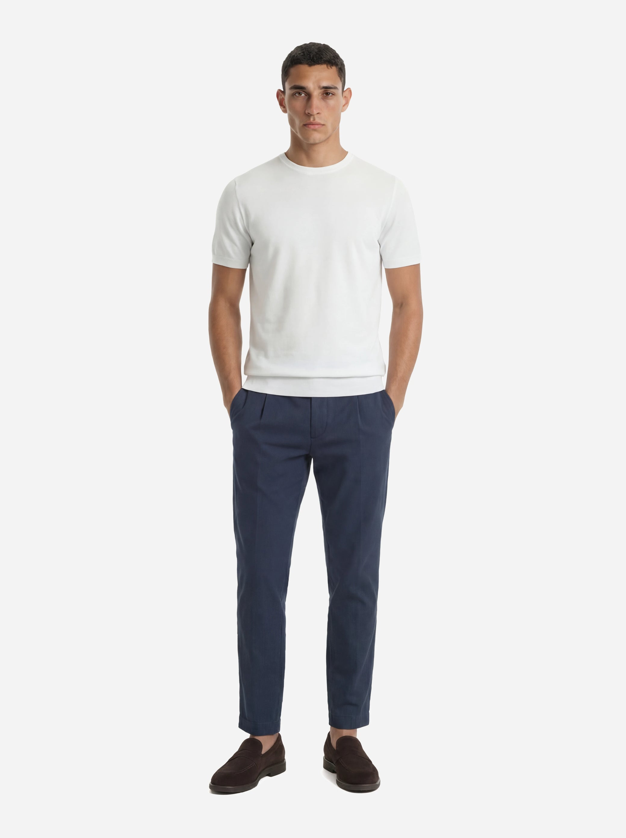 Maglia girocollo manica corta in cotone bianco