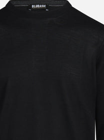 Maglia girocollo in lana e seta nera - dettaglio del prodotto