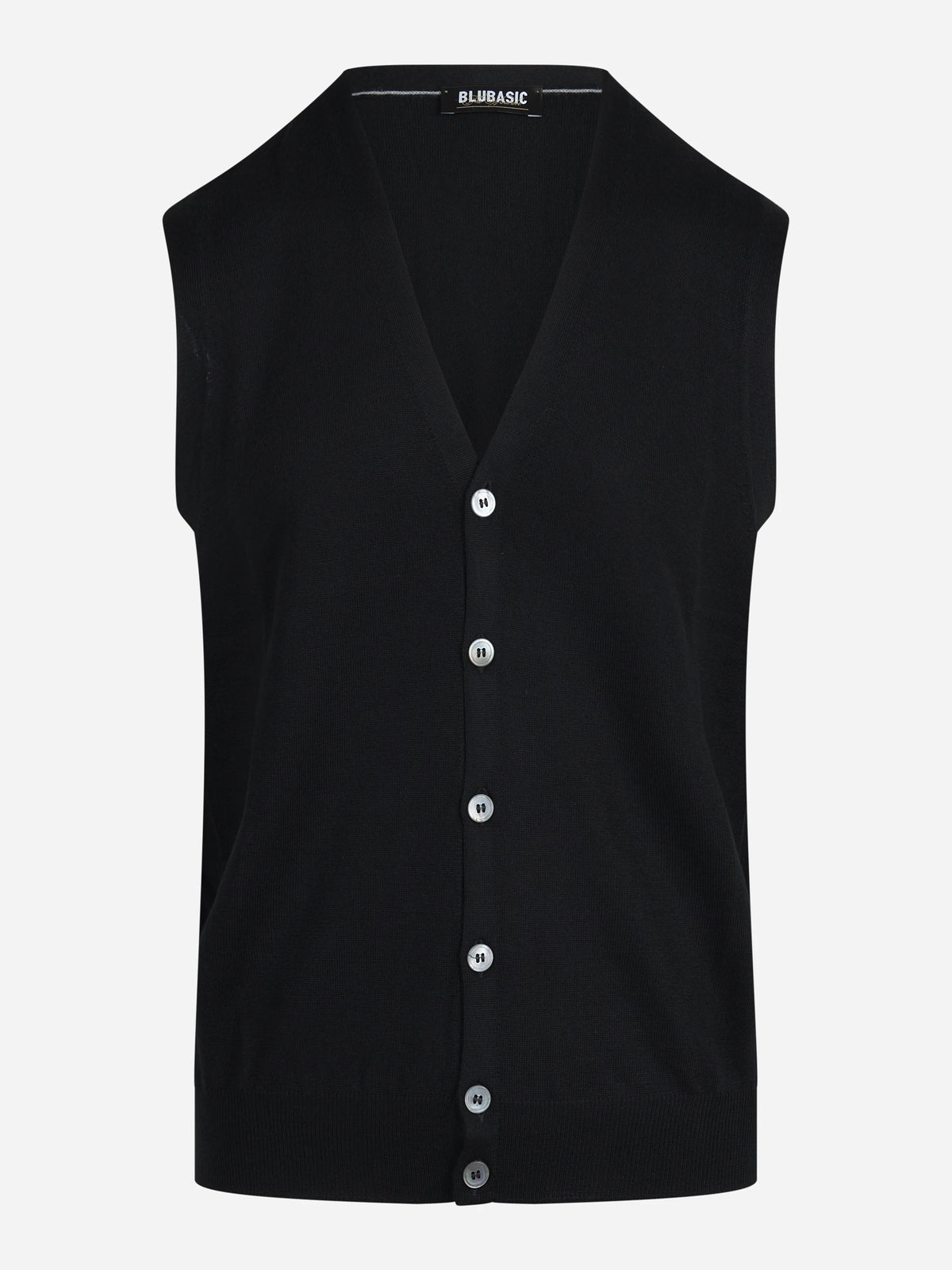 Gilet cardigan in lana vergine nero - vista frontale