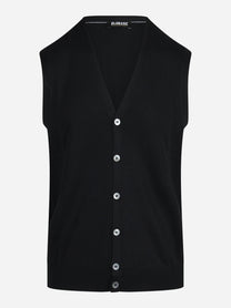 Gilet cardigan in lana vergine nero - vista frontale