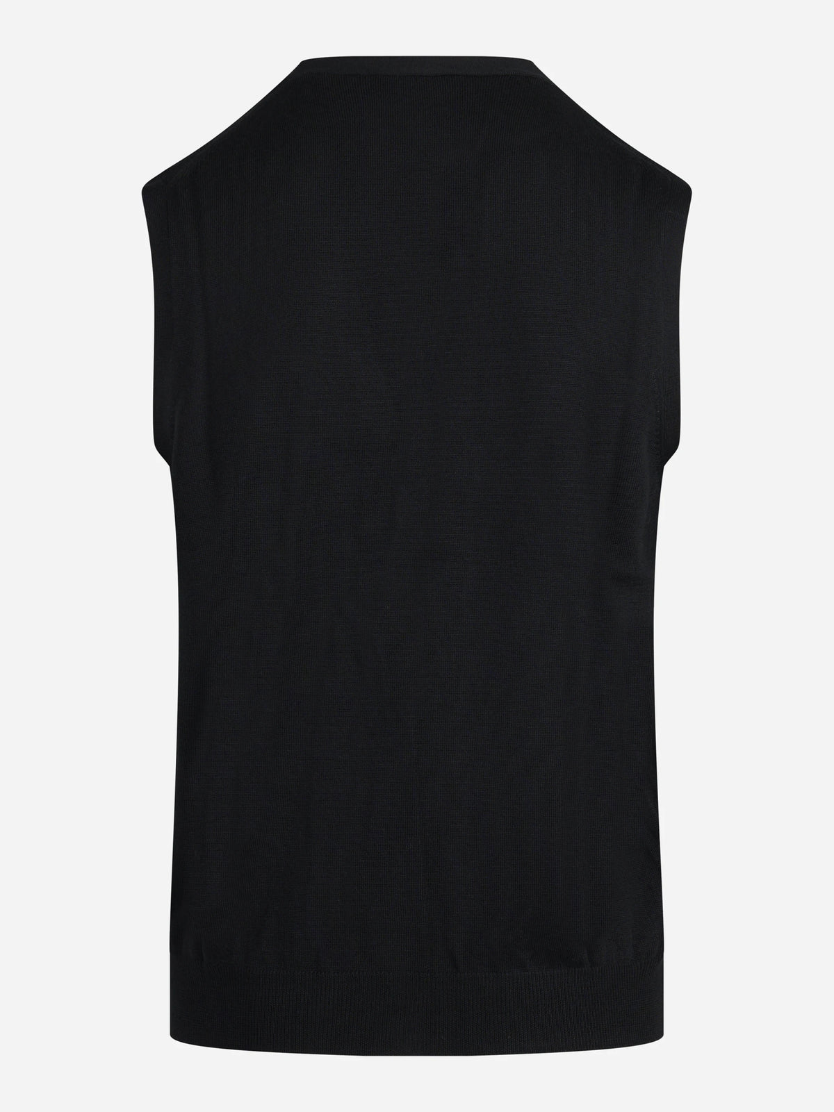 Gilet cardigan in lana vergine nero - vista posteriore