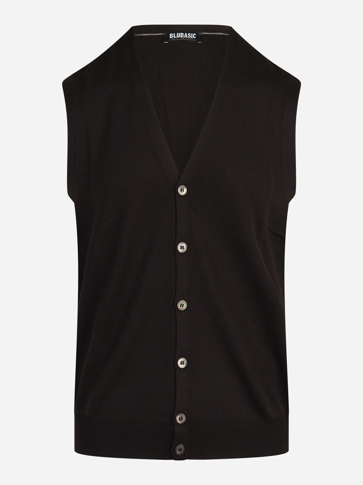 Gilet cardigan in lana vergine marrone - vista frontale