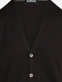 Gilet cardigan in lana vergine marrone - dettaglio del prodotto