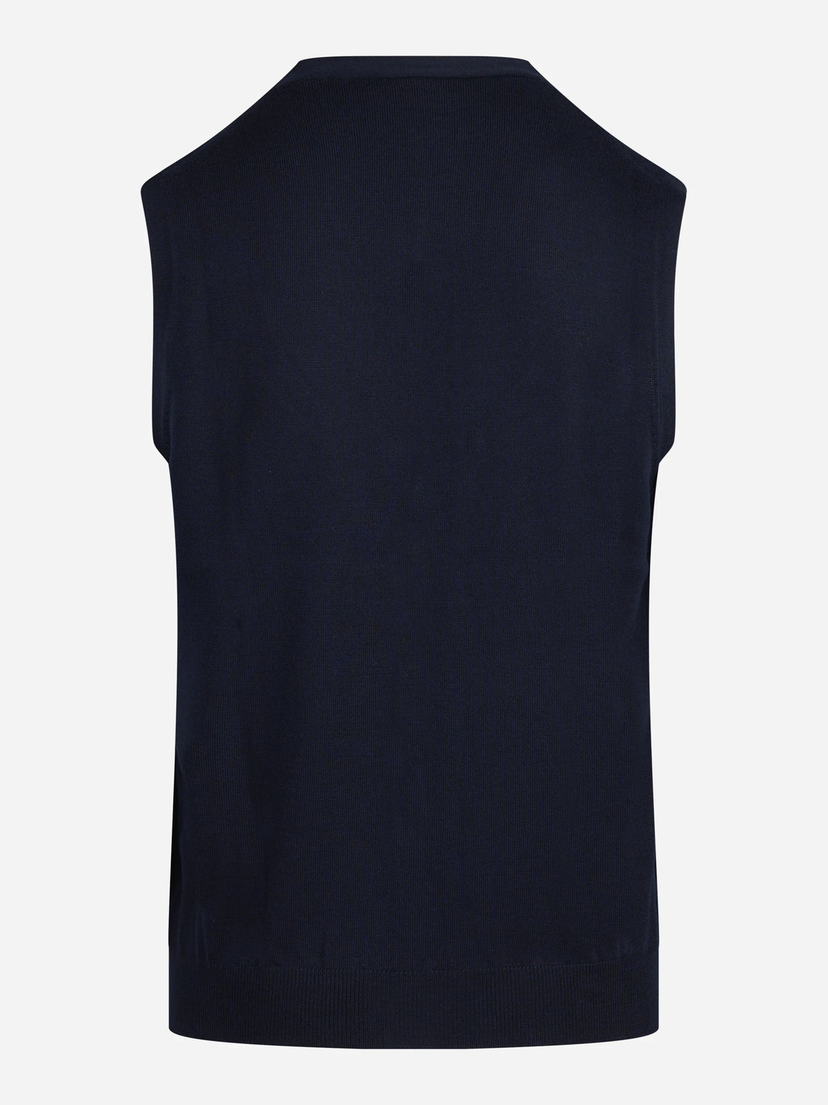 Gilet cardigan in lana vergine blu - vista posteriore