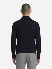 Polo manica lunga blu in cotone ossigeno