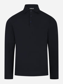 Polo manica lunga blu in cotone ossigeno