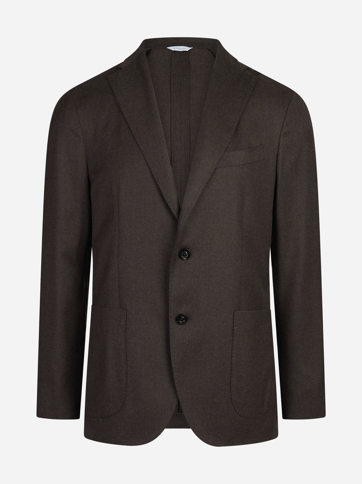 Blazer monopetto in lana e seta marrone - vista frontale