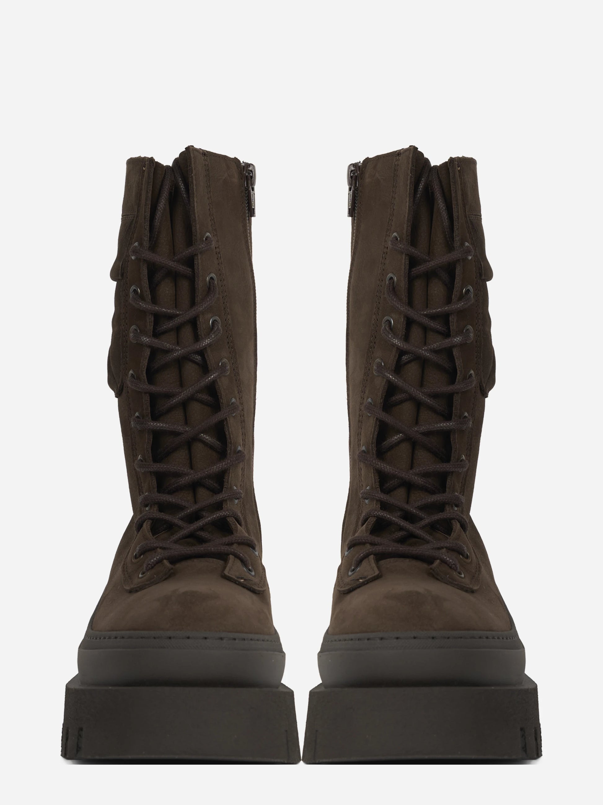 Stivale stringato CPH691 in nabuk chocolate - vista frontale