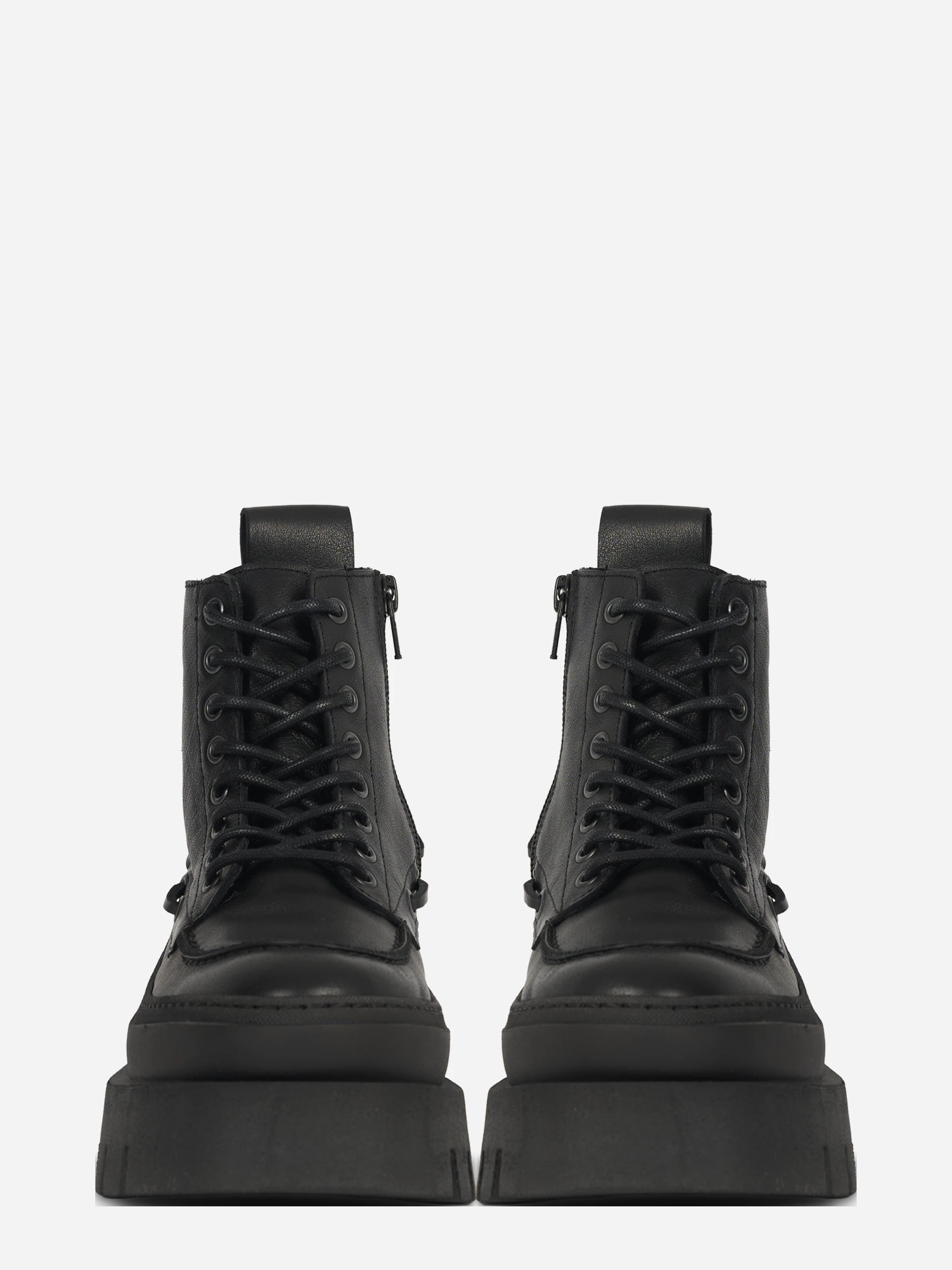 Stivaletto stringato CPH697 in pelle nera - vista frontale