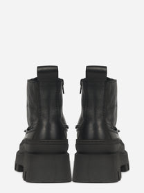 Stivaletto stringato CPH697 in pelle nera - vista posteriore